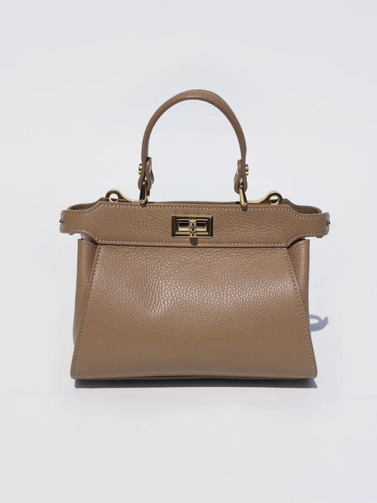 Lira Leather Handbag in Taupe