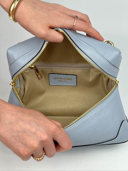Sandra Vanity Leather Handbag in Baby Blue