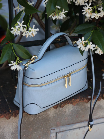 Sandra Vanity Leather Handbag in Baby Blue