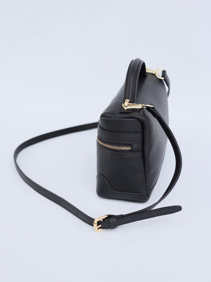 Sandra Vanity Leather Handbag in Black
