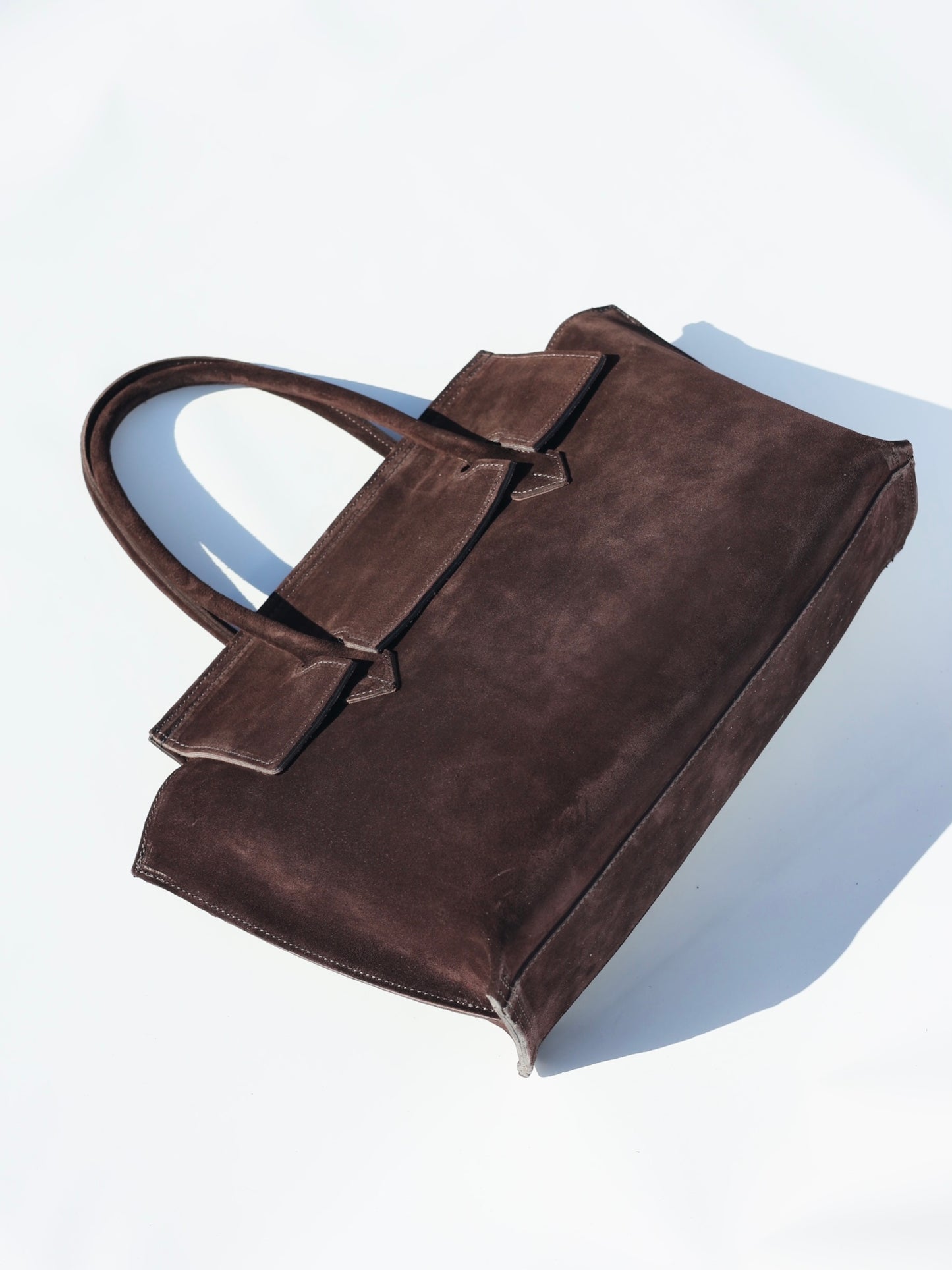Marta Handbag in Suede, Chocolate Brown
