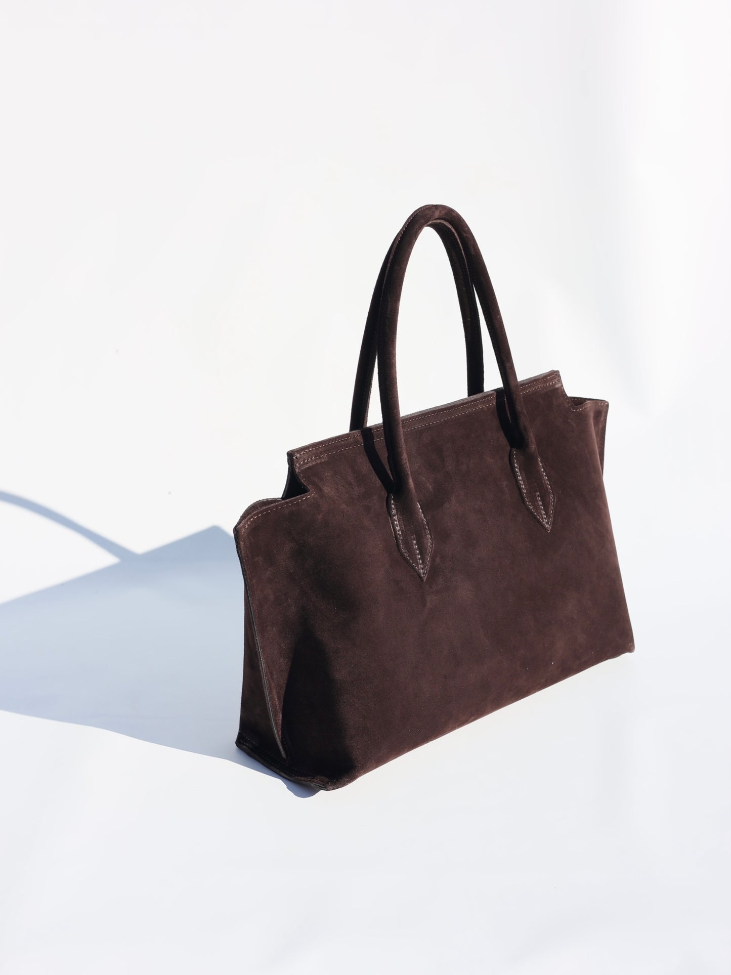 Marta Handbag in Suede, Chocolate Brown