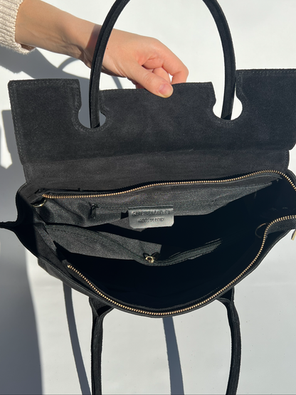 Marta Handbag in Suede, Black