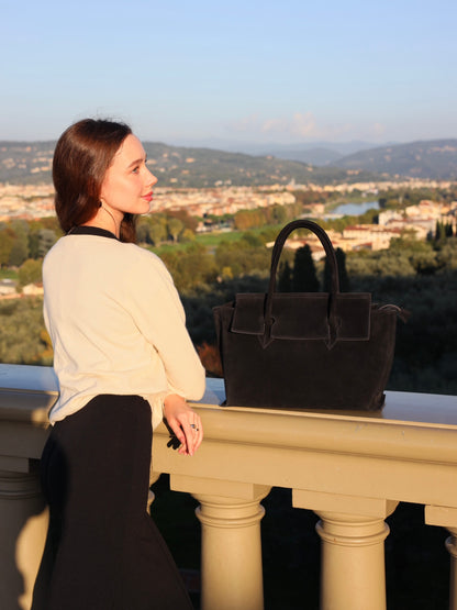 Marta Handbag in Suede, Black