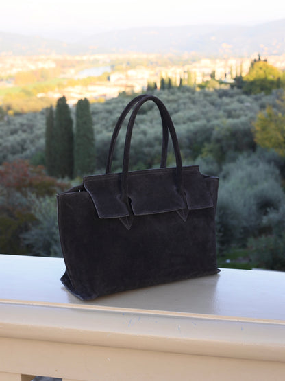 Marta Handbag in Suede, Black