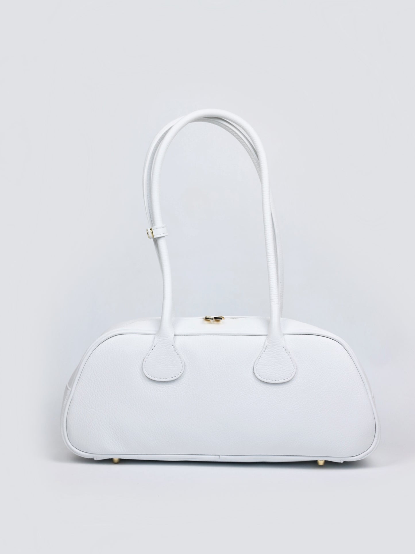 Nina East West Leather Shoulder Bag White