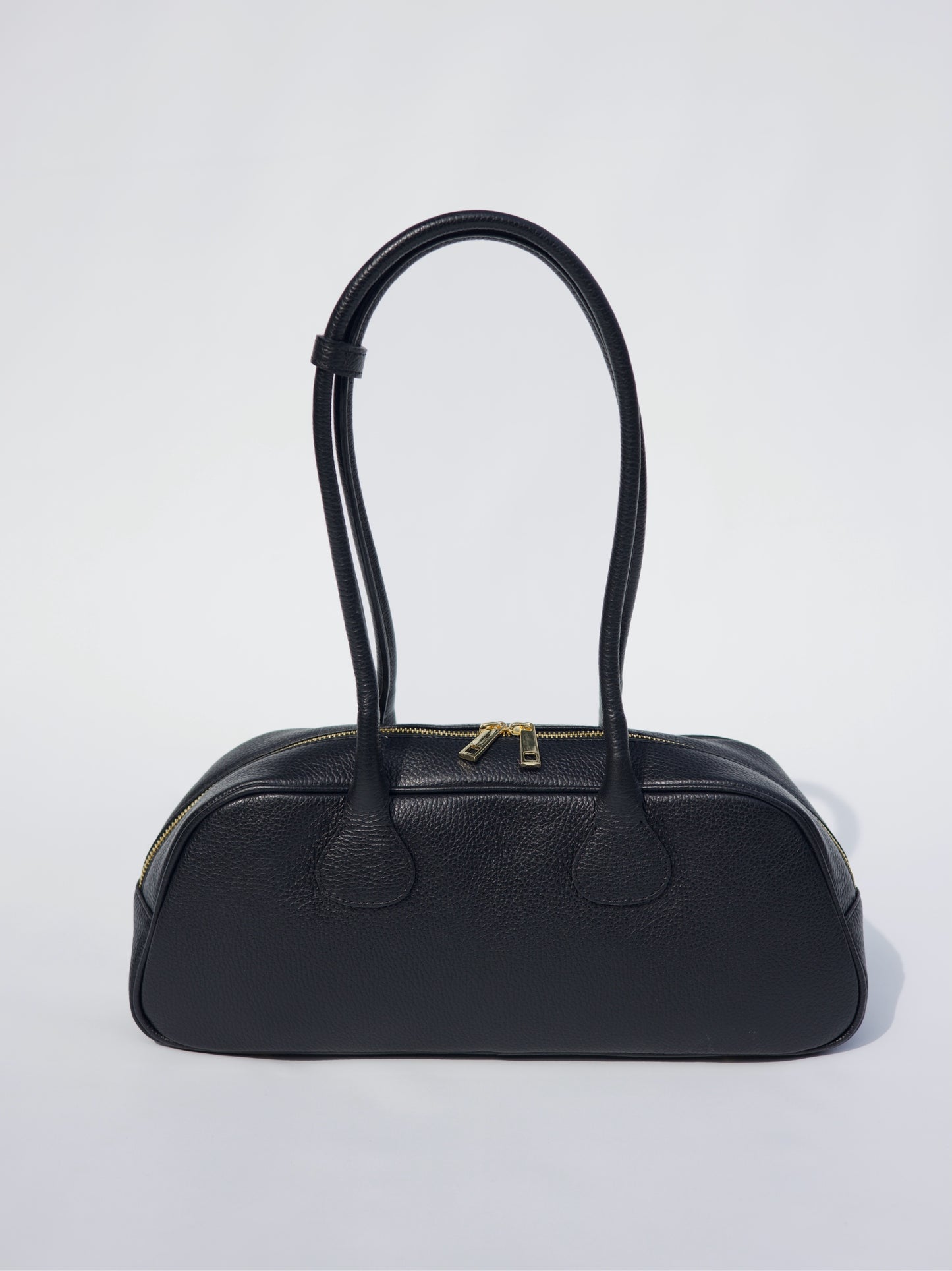 Nina East West Leather Shoulder Bag in  Black