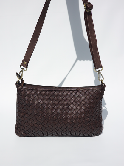 Handwoven Leather Crossbody Clutch