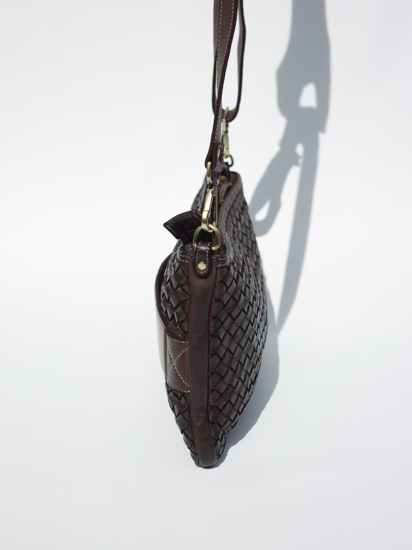 Handwoven Leather Crossbody Clutch