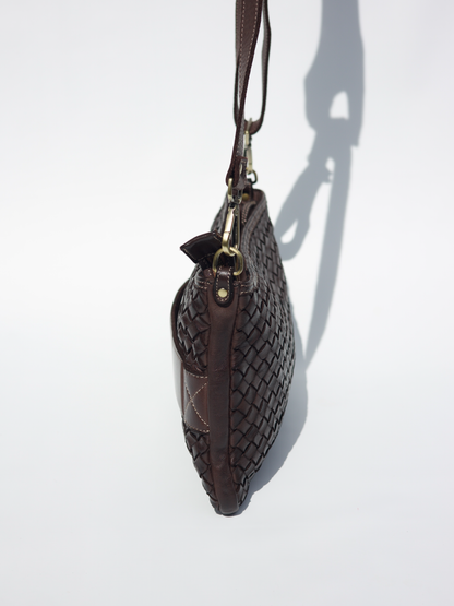 Handwoven Leather Crossbody Clutch