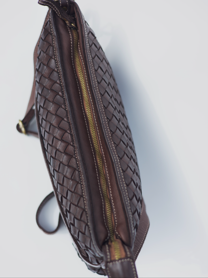 Handwoven Leather Crossbody Clutch