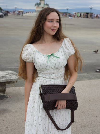 Handwoven Leather Crossbody Clutch