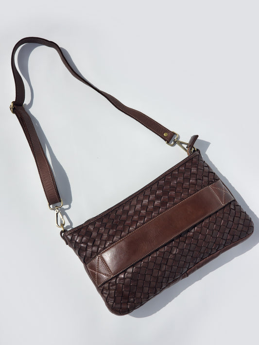 Handwoven Leather Crossbody Clutch