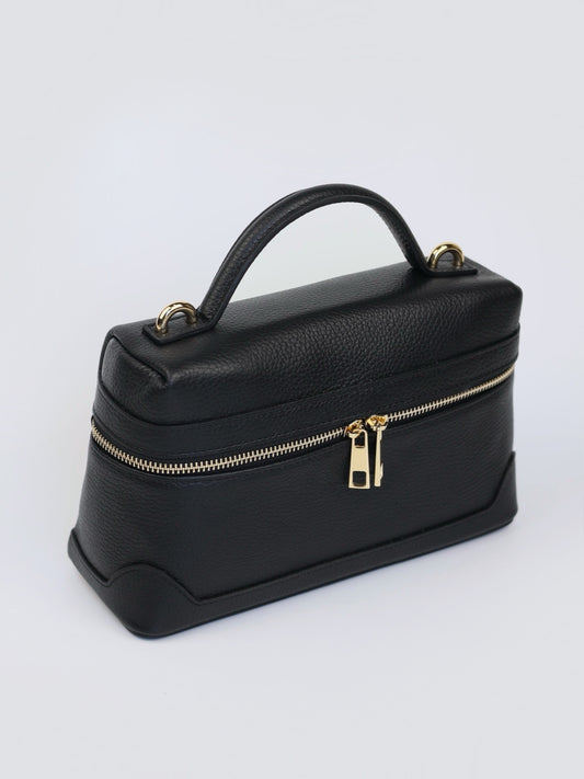 Sandra Vanity Leather Handbag in Black
