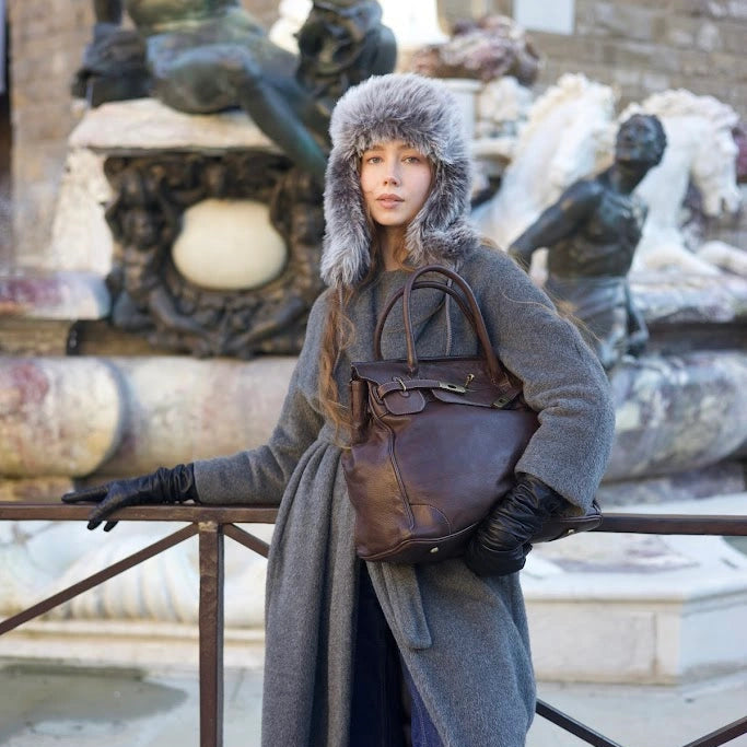 Siena Washed Calfskin Handbag | Chocolate Brown
