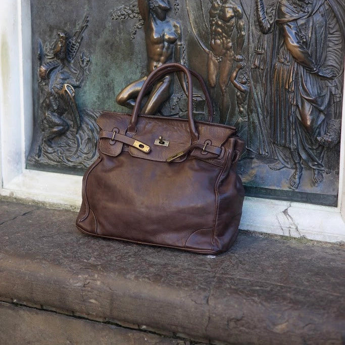 Siena Washed Calfskin Handbag | Chocolate Brown